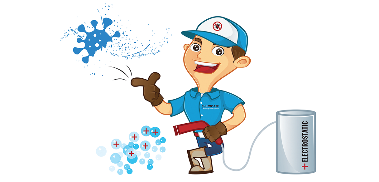 Cartoon figure of electrostatic cleaning - Showcase Clean